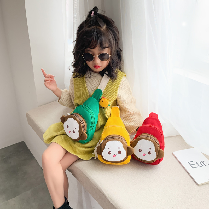 Children's Chest Korean Version Cute Cartoon Monkey Boys and Girls Crossbody Shoulder Bag Fashion Mini Change Backpack