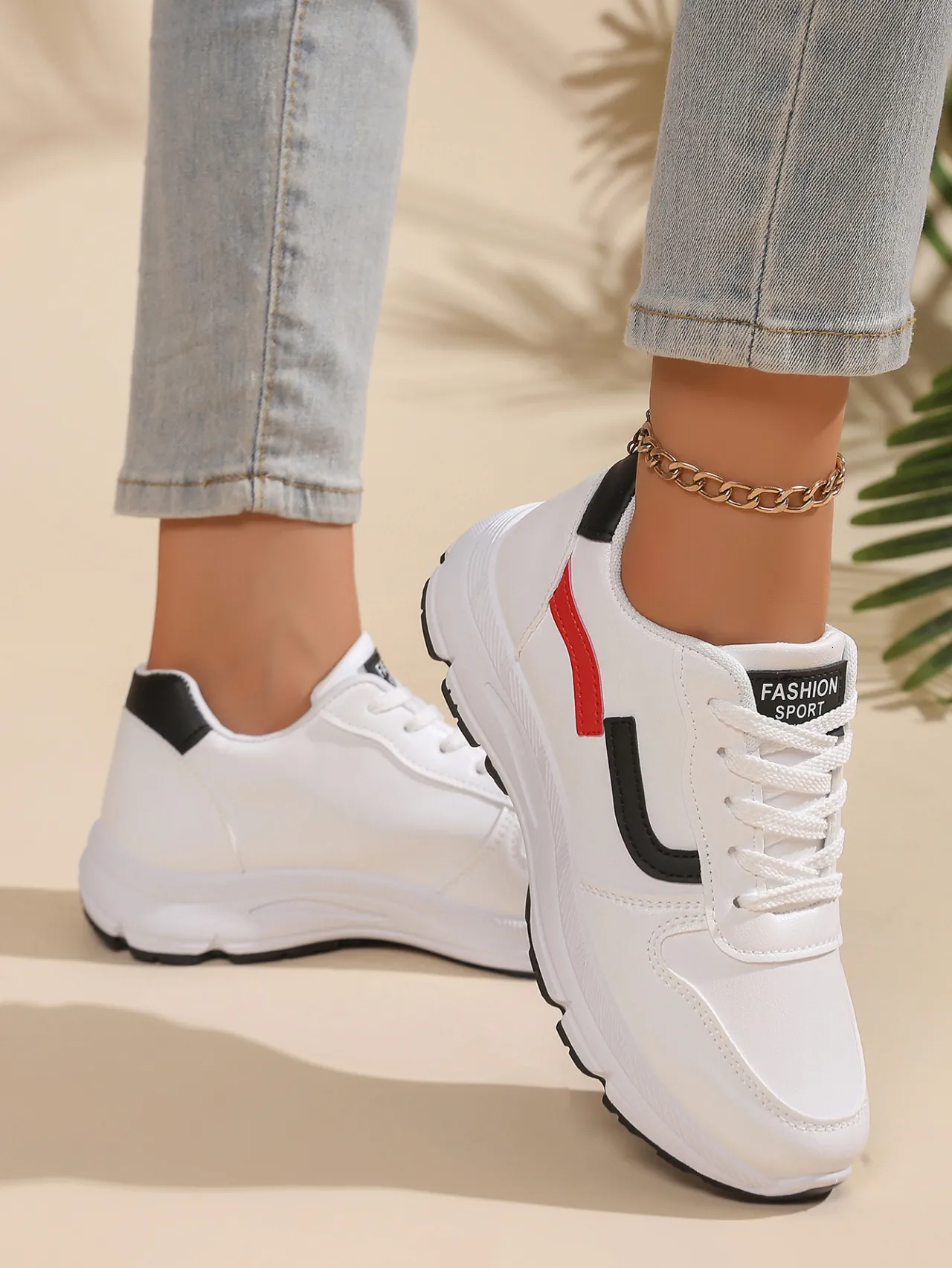 Sport per donne, scarpe casual da corsa in pelle da studentesse, autunno 2024, scarpe da viaggio bianche_voghion.com