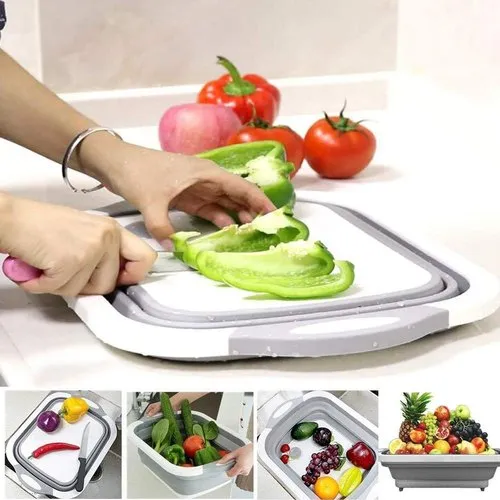 Planche à découper pliable pour évier avec panier de drainage_voghion.com