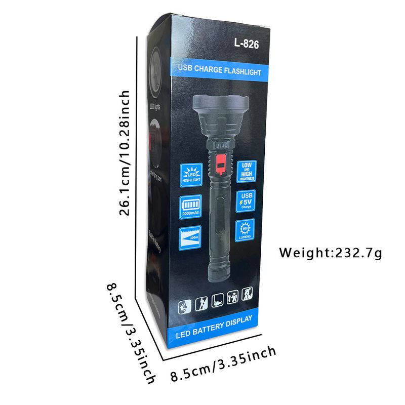 Kunststoff USB lade LED ultra-helle hause tragbare outdoor lange-palette beleuchtung taschenlampe_voghion.com