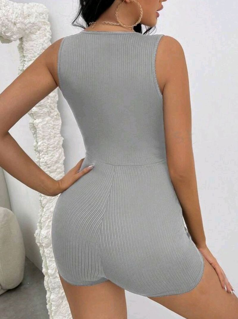 women's clothing solid color vest v-neck tight sexy jumpsuit_voghion.com