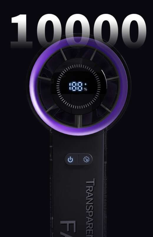 Kézi integrált intelligens digitális kijelzős ventilátor, kültéri hordozható, nagy sebességű kis szélágyú, mini USB töltés,_voghion.com