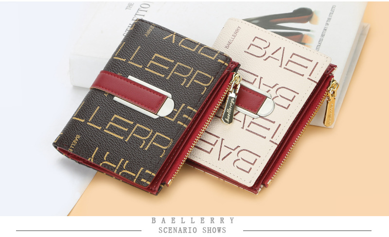 Baellerry ladies short wallet style printed multi-card slots snap coin purse fashionable zipper card holder for women_voghion.com