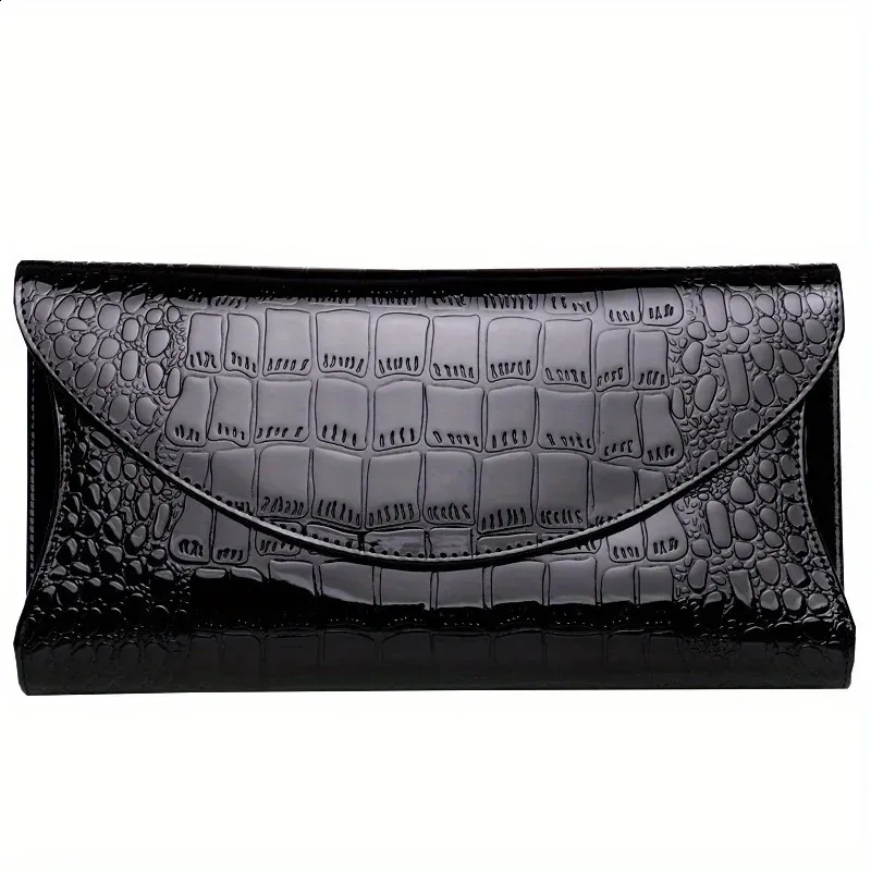 Pochette à bandoulière en cuir verni imprimé grande capacité pour femme 240924_voghion.com