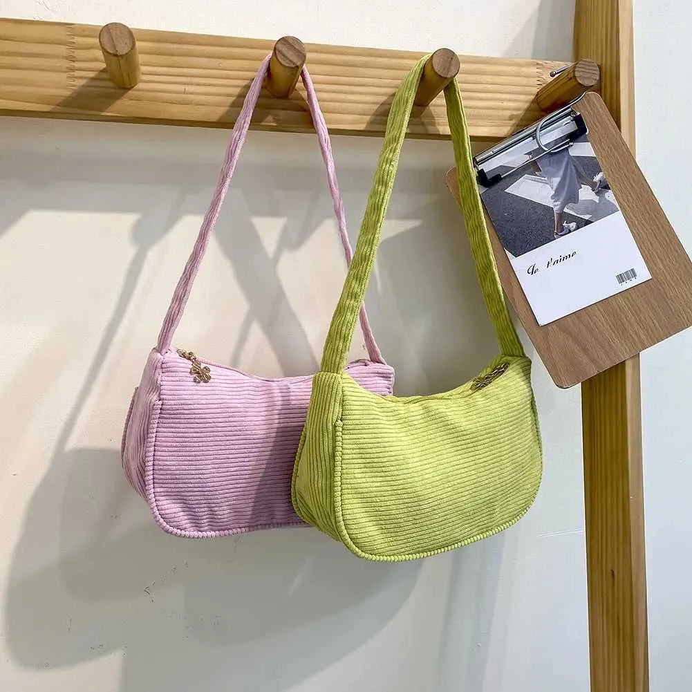 Petit sac à main à bandoulière pour femme, couleur unie, avec poignée supérieure, style rétro, en velours côtelé, collection automne-hiver, C241105_voghion.com