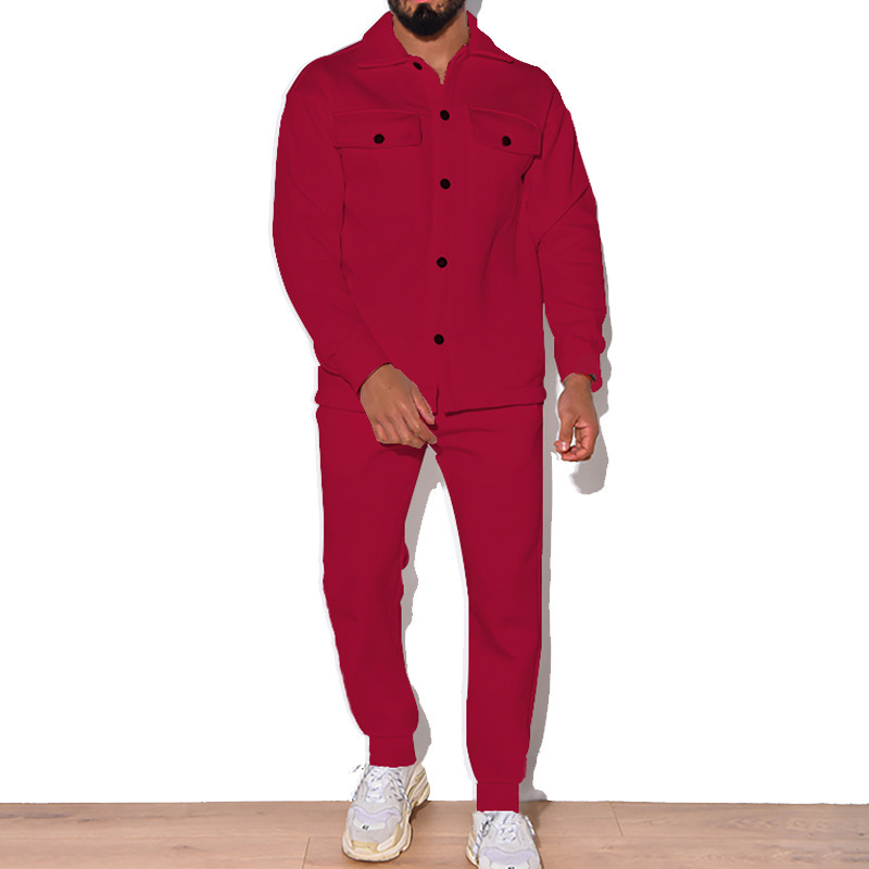 2024 Große Mode Trendy Herren Herbst Knopf Wildleder Casual Jacke Hose 2 Stück Set_voghion.com