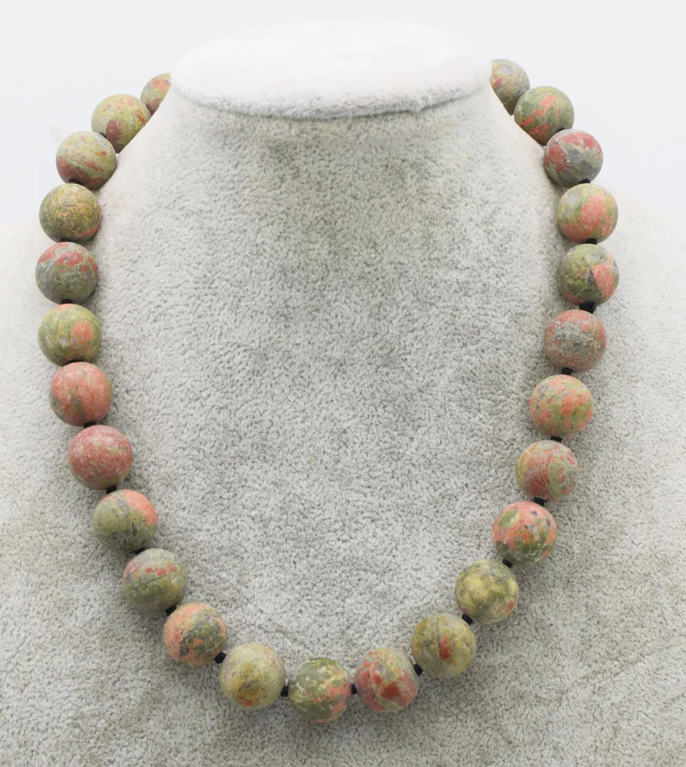 Chaînes Pierres d'agates vertes 12 mm 14 mm Collier rond flou Bracelet 18 pouces 7,5 pouces Perles en gros_voghion.com