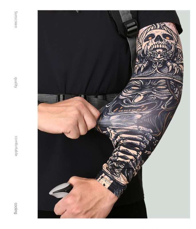 Ice Silk Men, Sleeve Gloves With Tattoos, Sun Protection Arm Covers, Large Size, UV Protection, Summer Ice Sleeves For_voghion.com