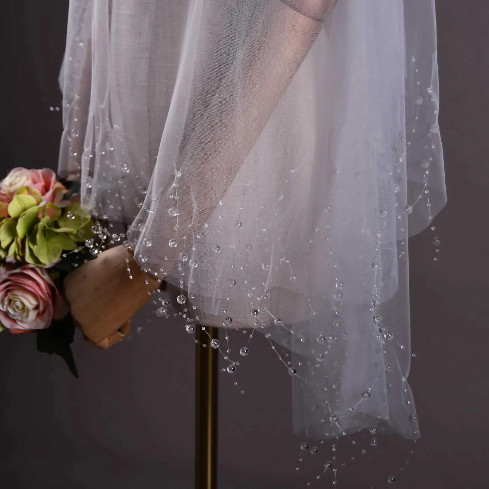 Haarschmuck V216 Tropfen Rouge Klare Kristall Quasten Schleier Braut Illusion mit Kamm Abdeckung Gesicht Hochzeit Zubehör_voghion.com