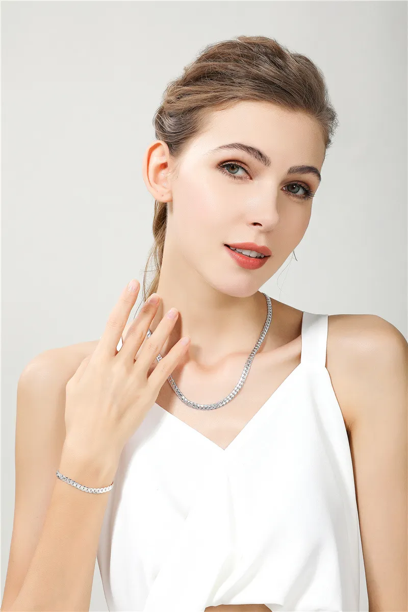 Collana con catena laterale placcata in oro Sterling S, 18, 20, 22 e 24 pollici, per donne e uomini, gioielli di moda e regali._voghion.com