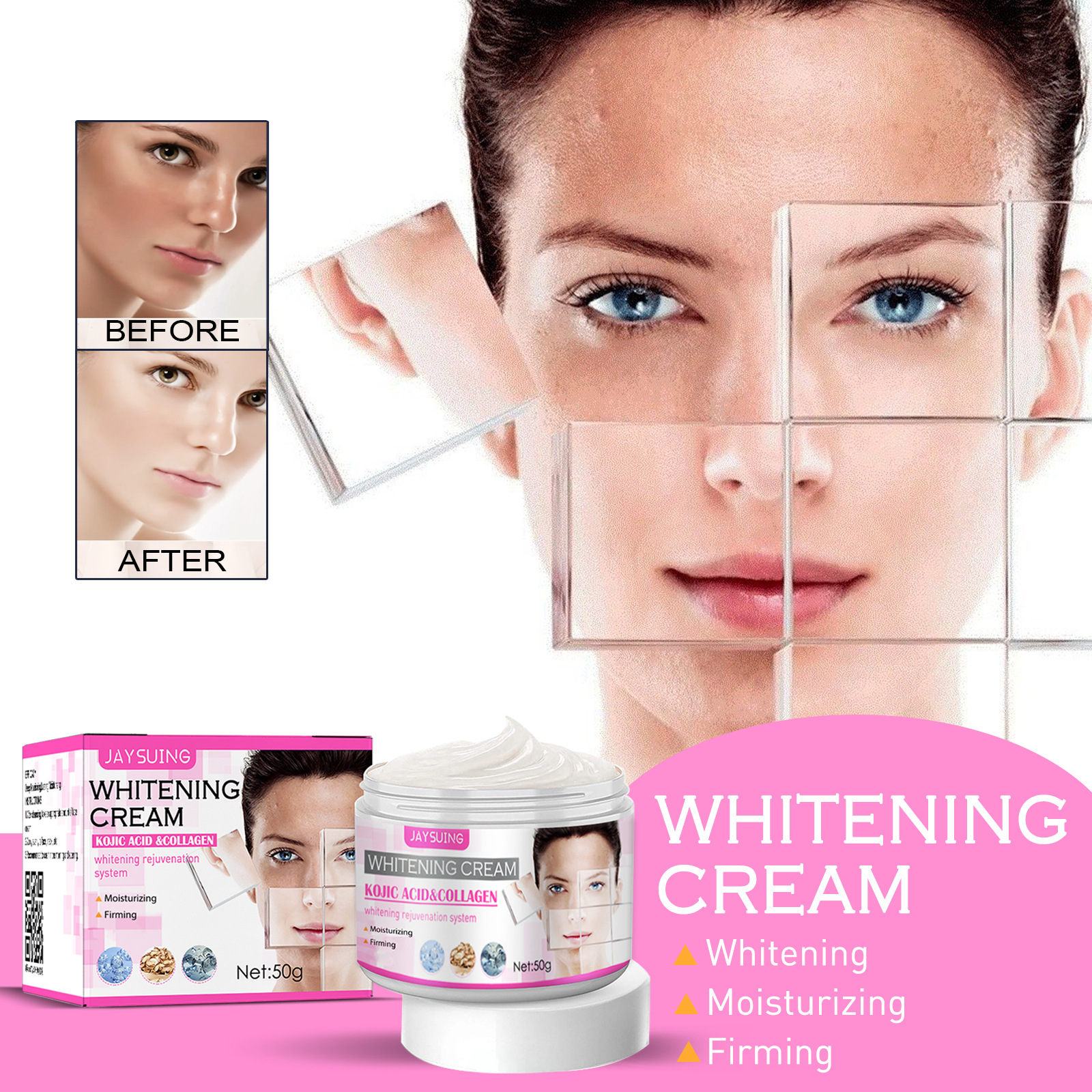 Jayswing ácido kójico rosto anti rugas hidratante clareando o tom da pele clareando manchas melanina creme rejuvenescedor_voghion.com