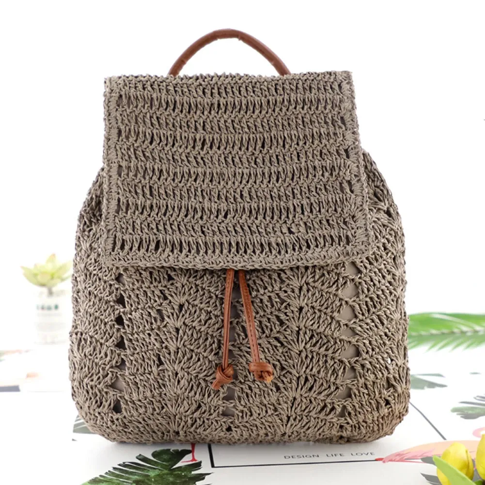 Borsa a tracolla in paglia estiva da donna Boho Bohemian Hollow Hobo Borse da viaggio all'uncinetto per donna Zaino da spiaggia lavorato a maglia 240808_voghion.com