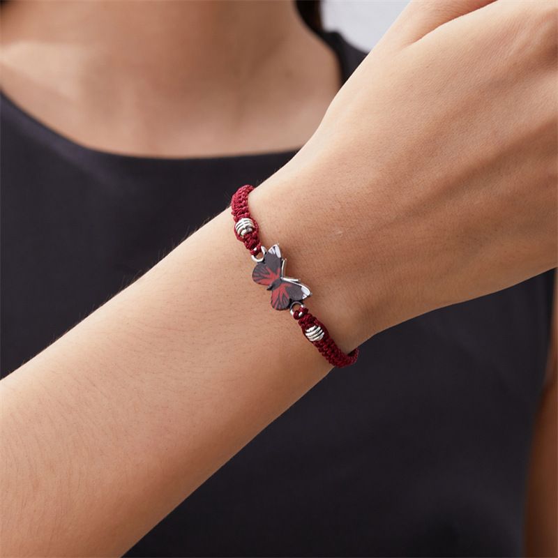 Antieke handgeweven vlinderarmband voor dames in retrostijl, eenvoudig en veelzijdig, verstelbare handgeknoopte sieraden_voghion.com