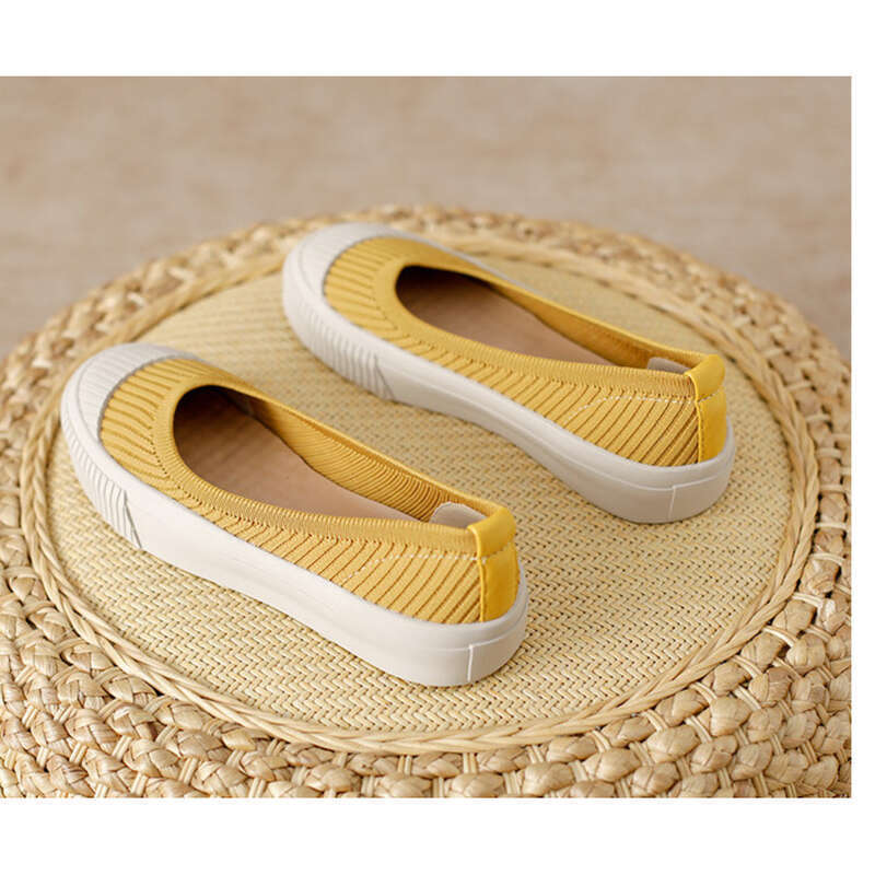 2025 Spring And Summer Shallow Knitted Fly Knit Flat Solid Color Thick Bottom Single Shoes_voghion.com
