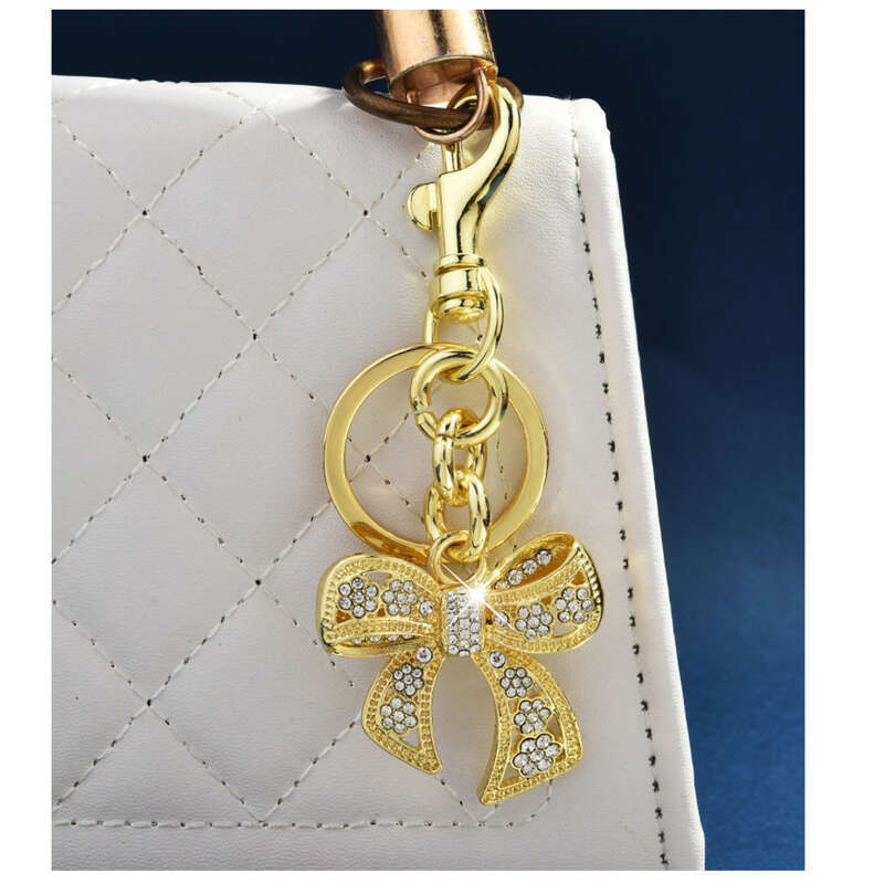 Porte-clés créatif en forme de nœud en diamant coloré, pendentif décoratif tendance et polyvalent pour sac de voiture_voghion.com