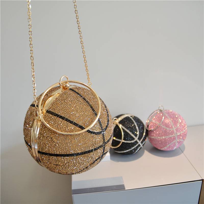 New Basketball Dinner Bag Round Diamond Full Handle Banquet Bag Versatile Gradient Color Evening