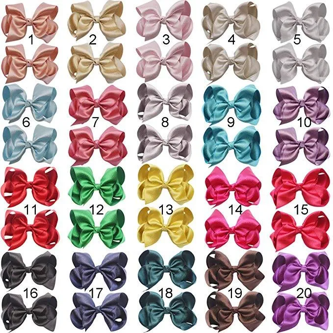40pcs 4.5 Inch Glitter Grosgrain Ribbon Shiny Bows Alligator Clips For Girls Infants Toddlers Kids Fashion Hair Accessories_voghion.com