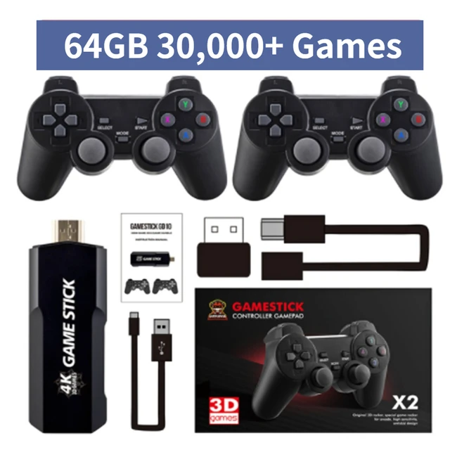 GD10 X2 Stick 40000 Games 128GB 4K Retro Video Game Console HD Emuelec 4.3 System Wireless Controllers 3D PS1 for Xmas_voghion.com