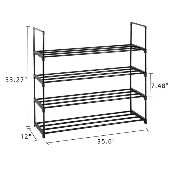Schuhregal mit 13 Rohren und 4 Ebenen – Platzsparendes, stapelbares Design, für 15 Paar (90 x 30 x 65 cm, Schwarz) – Ideal für Eingangsbereich, Kleiderschrank und Wohnheim_voghion.com