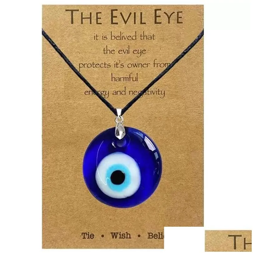 Collana con ciondolo malocchio blu turco in vetro e corda di pelle collane per donne e uomini gioielli di protezione fortunata consegna a domicilio_voghion.com