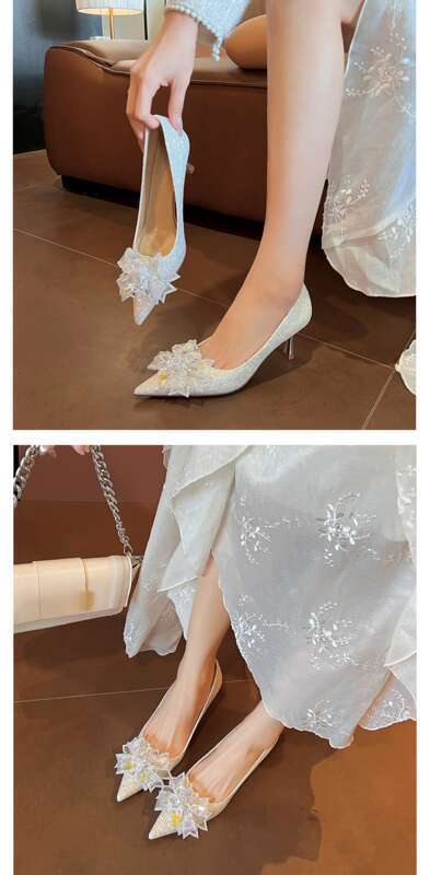 Scarpe da sposa damigella d'onore con tacco alto e punta a punta da donna_voghion.com