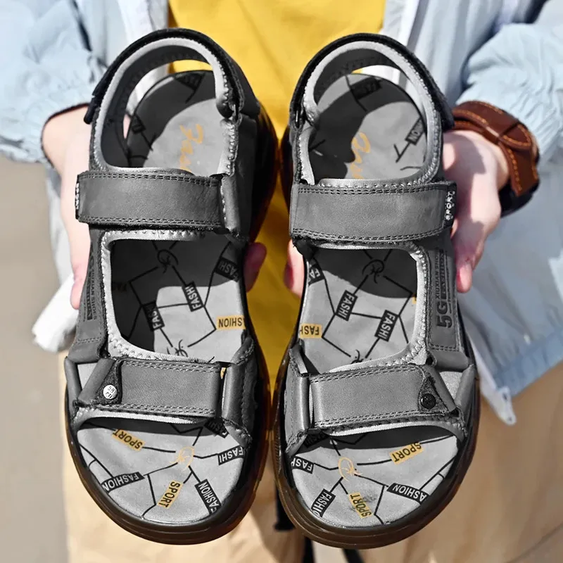 Comfortable Genuine Leather Men Sandals For Outdoor Hiking Summer_voghion.com
