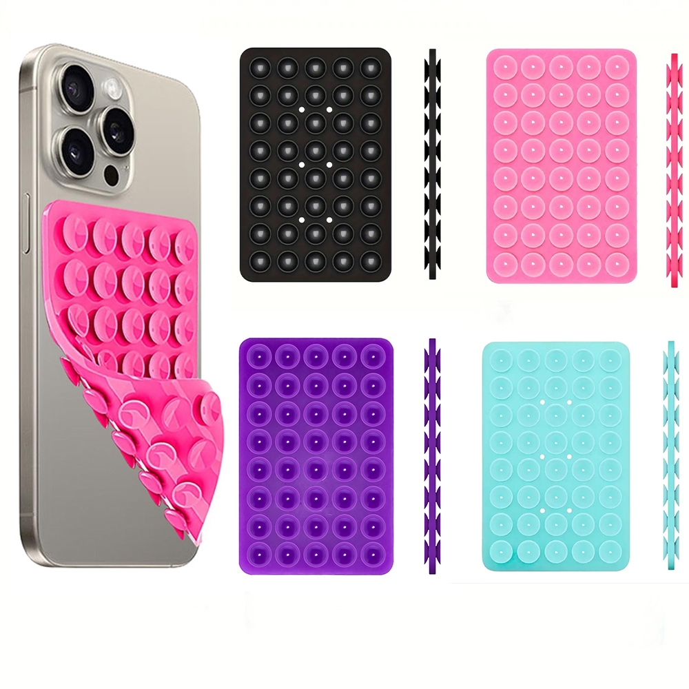 Square Double-sided Silicone Phone Suction Sucker Pad Bracket, Non-slip Suction Force, Silicone Mobile Phone Back Sticker Suction_voghion.com
