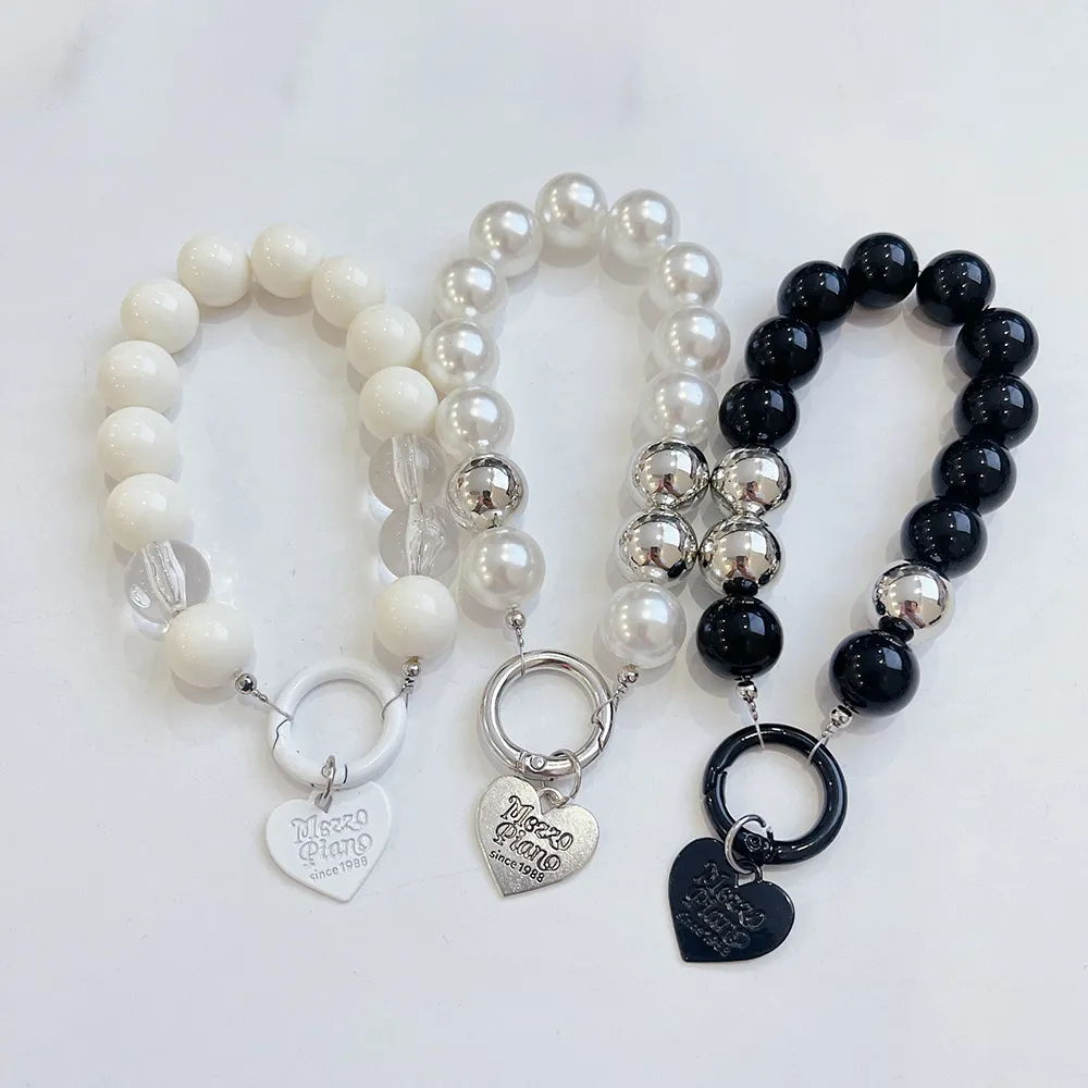 INS Fashion Beaded Lanyard Anti-Lost Bracelet For Mobile Case Wrist Strap Car Keychain Cute Phone Charm_voghion.com