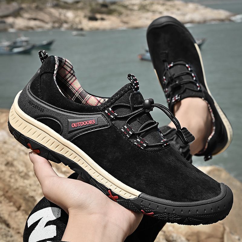 Outdoor Hiking Sneakers Sping Casual Men Shoes Breathable Suede Leather Anti-skid Walking Shoe Hot Sale Footwear_voghion.com