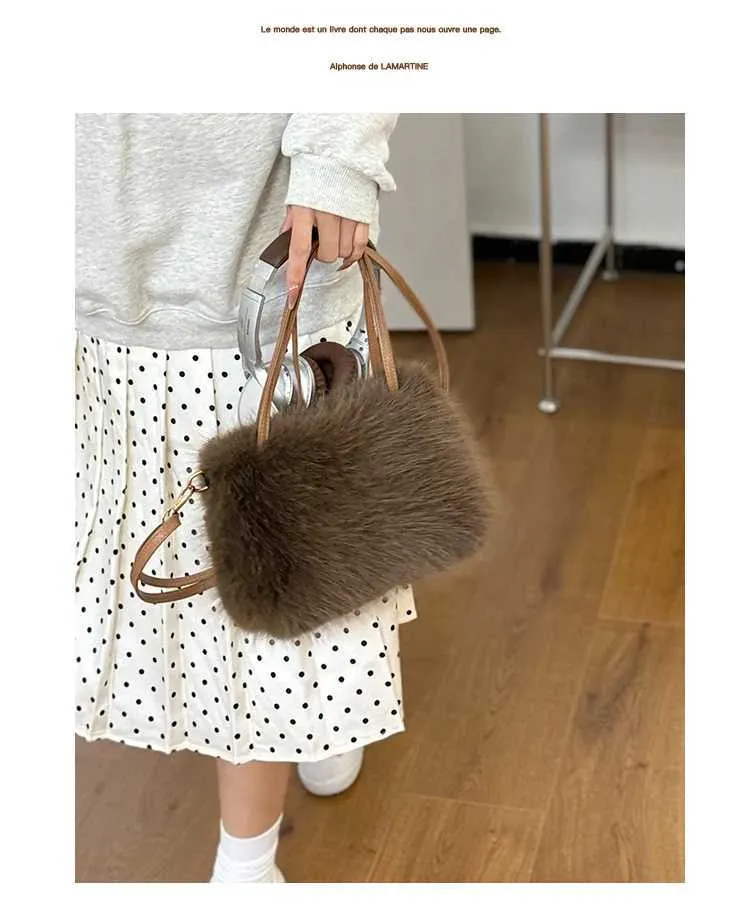 Damen Solid Plüsch Handtasche Fluffeg Weich Casual Kleng Satchelen Crossbody Taschen Grouss Kapazitéit Weiblech Versatile Messenger_voghion.com