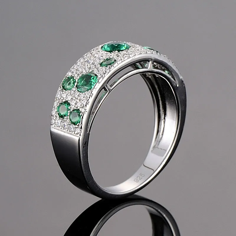 Santuzza für Frauen authentische 100% Sterling Silber schimmernde grüne CZ Ohrringe Ring Set Modeschmuck CX200623_voghion.com
