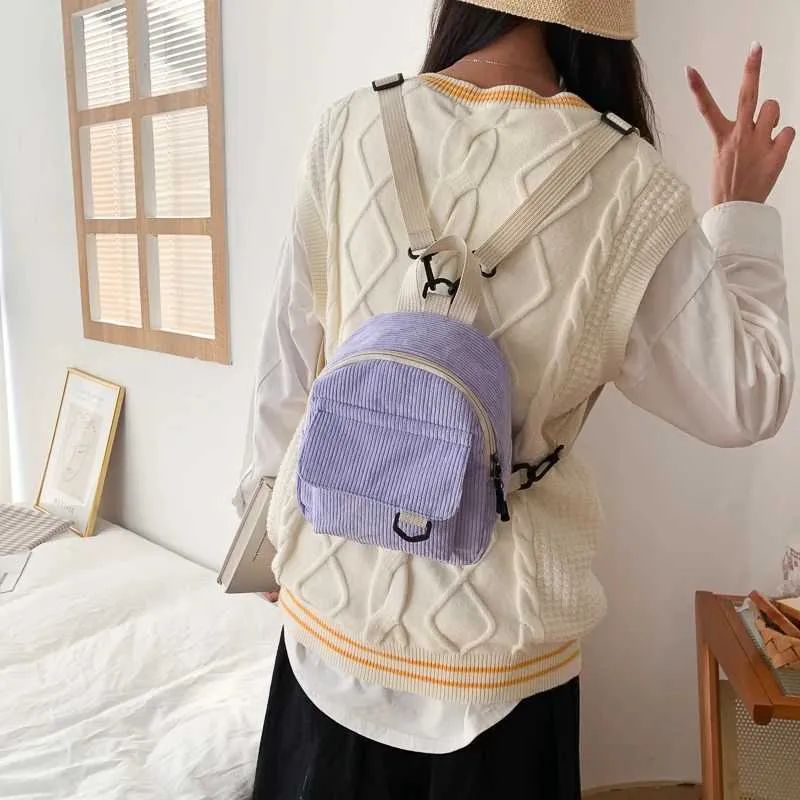 Minimalistischer Gestreifter Mini Rucksack Für Damen Und Schule_voghion.com