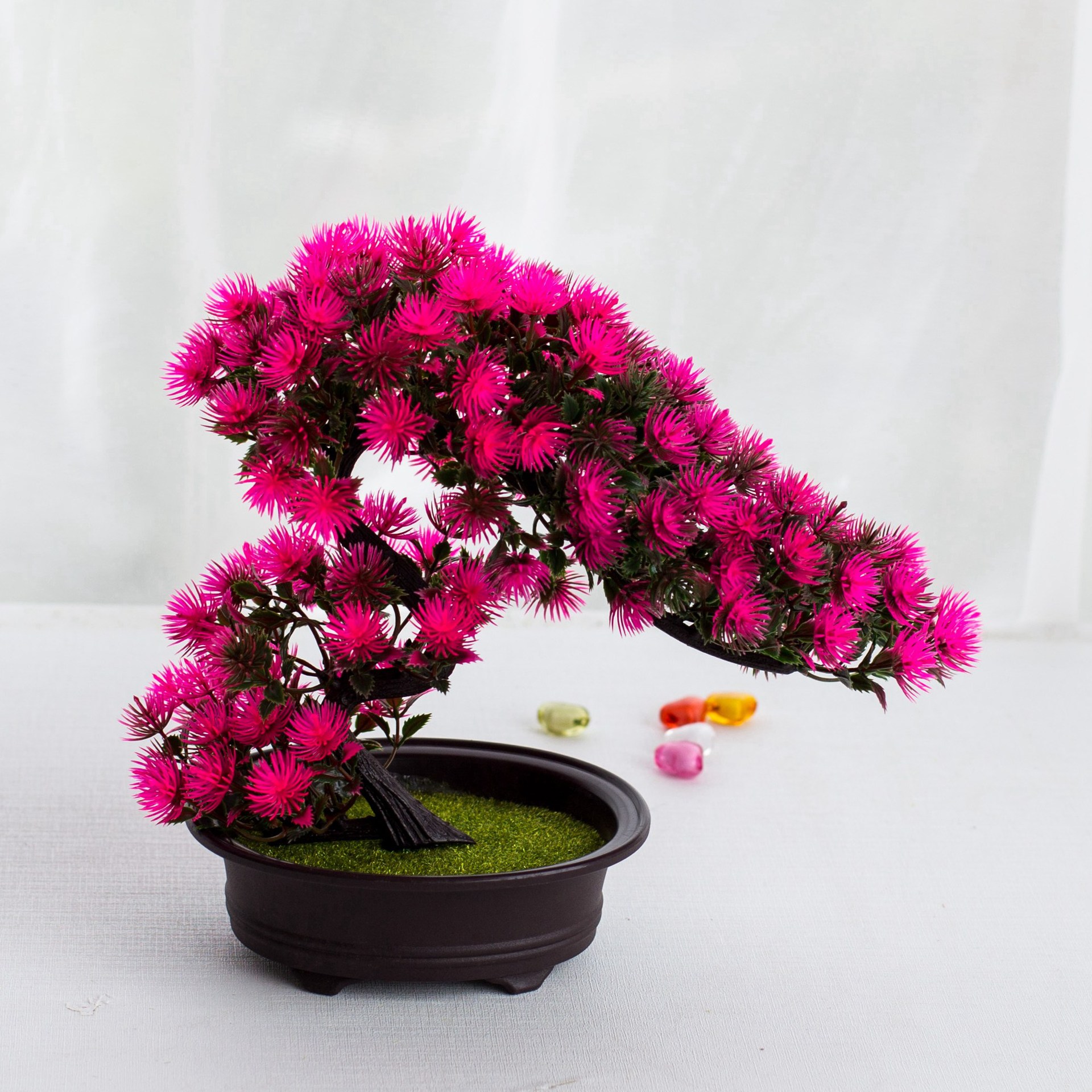 Nuovo fiore artificiale creativo bonsai, piccola pianta verde artificiale in plastica, pianta in vaso, decorazione ornamentale per fiori artificiali_voghion.com