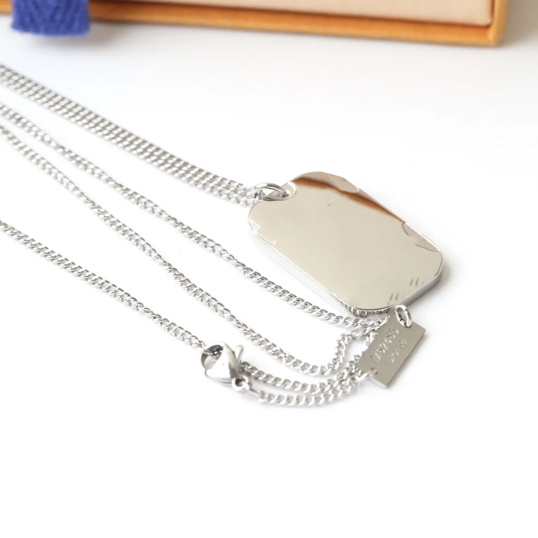 Edelstahl-Beschichtung mit echtem Gold für die Liebe Halskette Doppelt geometrisch karierte Halsketten_voghion.com