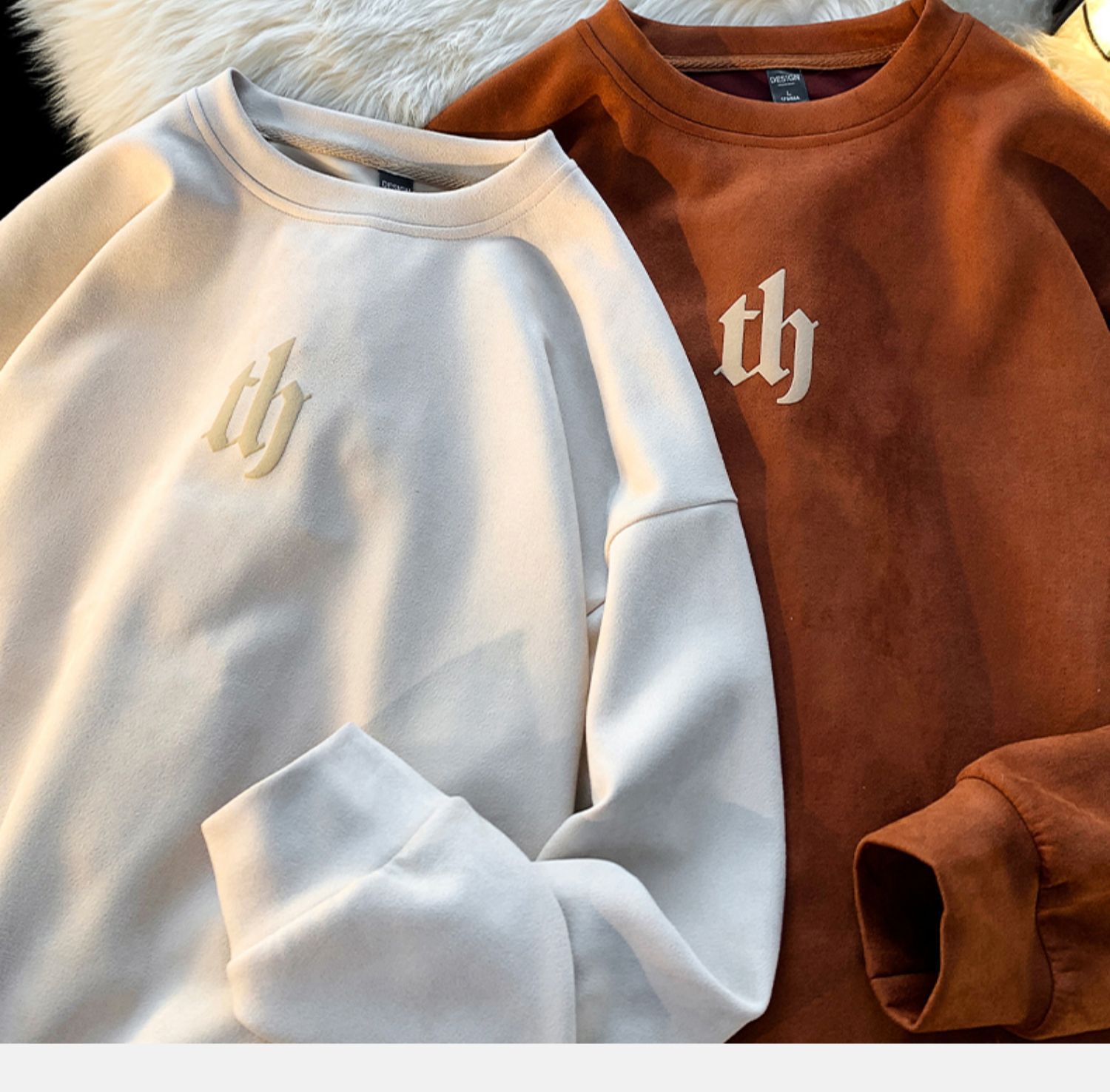 Herren Sweatshirt Aus Wildleder Im Amerikanischen Retro Look_voghion.com