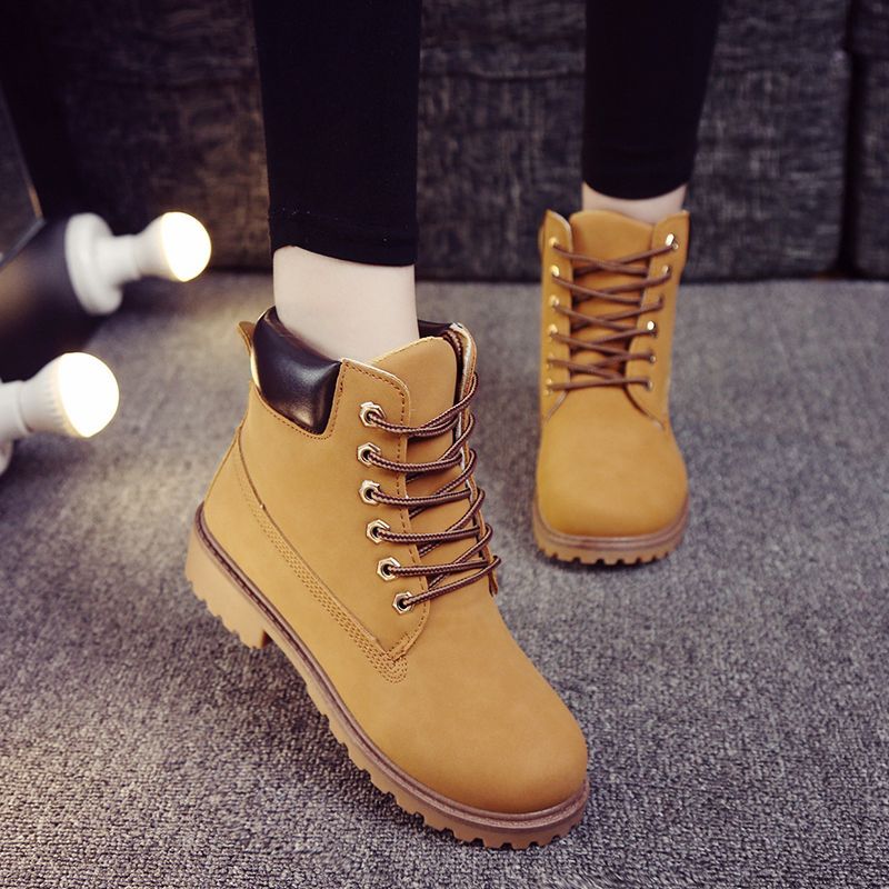Herbst winter Britischen Martin männer und frauen plus größe anti slip große gelbe high top student paar kurze stiefel_voghion.com