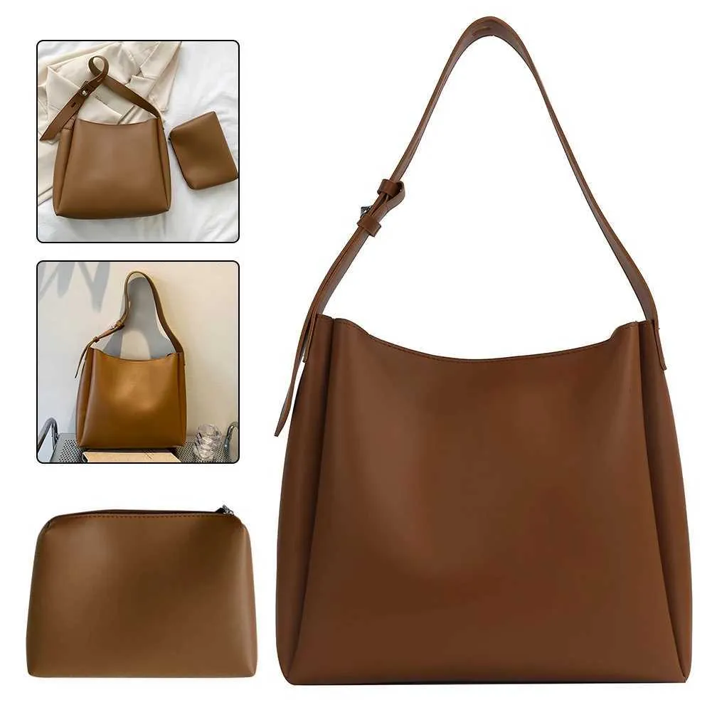 Borsa a tracolla grande capacità in pelle da donna, borsa casual a tracolla, borsa hobo e pochette, set autunno inverno Ba241106_voghion.com