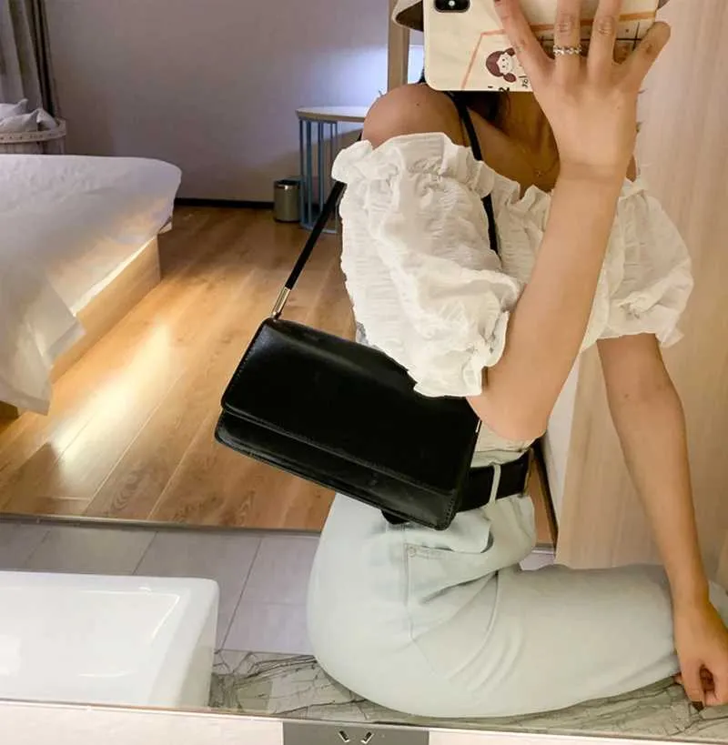 Yeni Moda Kadın Omuz Çantaları Basit Düz Renk Koltuk Altı El Çantası El Çantası El Çantası ClutchC241104_voghion.com