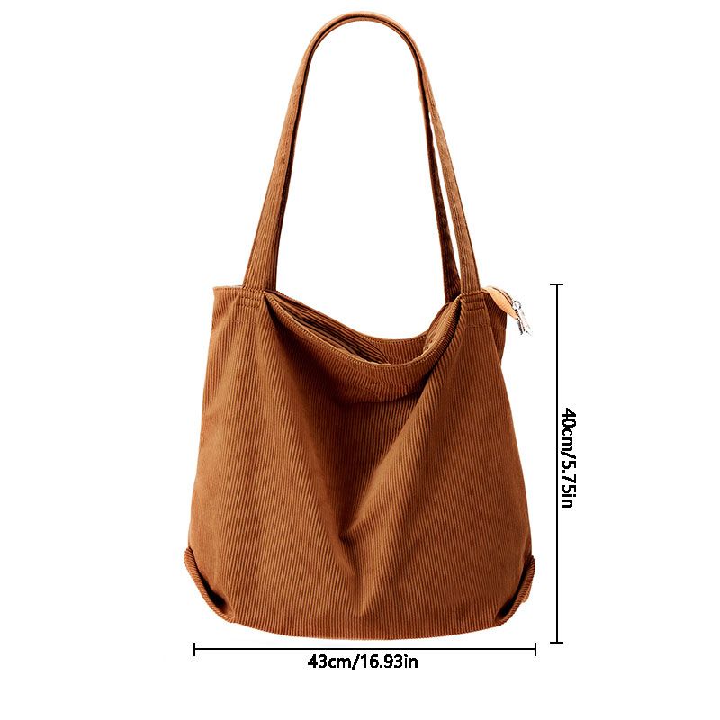 1PC Cord Handtasche Casual Grande Kapazität Einkaufstasche Einfache Retro Schulter Tasche_voghion.com