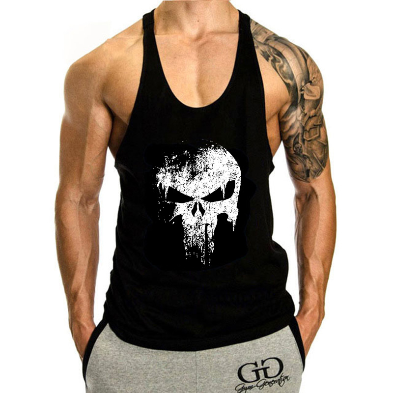 Training, Fitness, Freizeit, großes Racerback-Sport-Tanktop aus Baumwolle, ärmelloses T-Shirt für Herren_voghion.com