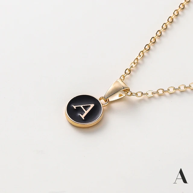 Collana girocollo con lettere inglesi in metallo nero, pronta consegna, personalizzabile, con ciondolo iniziale dalla A alla Z, catene, gioielli per donne e uomini_voghion.com