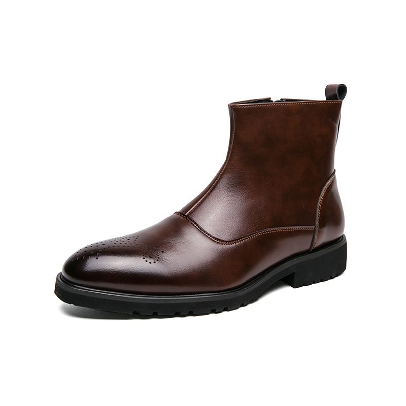 Große Herbst-Neuheiten aus Leder für Herren-Kapuzenpullover, kurze, spitze Martin-Freizeitstiefel, Stiefel im englischen_voghion.com