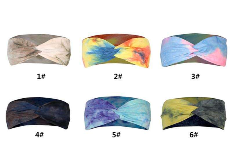 Neues modisches Tie Dye Elastisches Stoffkreuz Haarschmuck für Frauen Yoga Laufsport Stirnband_voghion.com