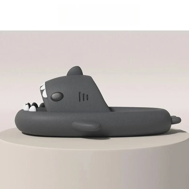 2024 Men Shark Slippers Boy Bathroom Non-Slip Flat Sandals Adults Outdoor Soft Thick Slides Kids Cute Solid Color EVA_voghion.com