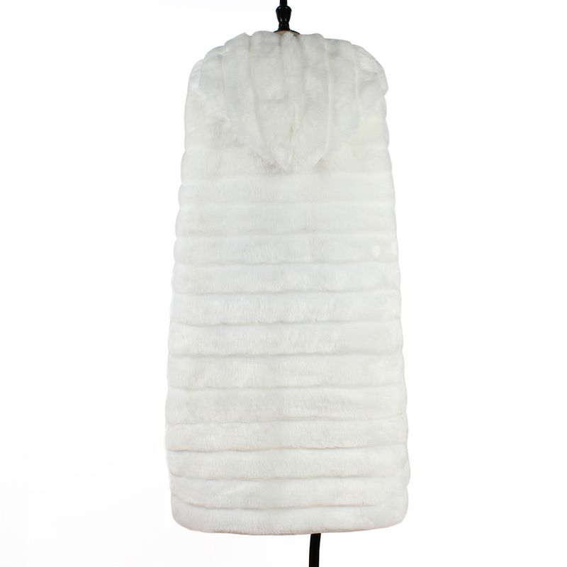 Large size women's rabbit mid-length  fur vest hooded coat_voghion.com