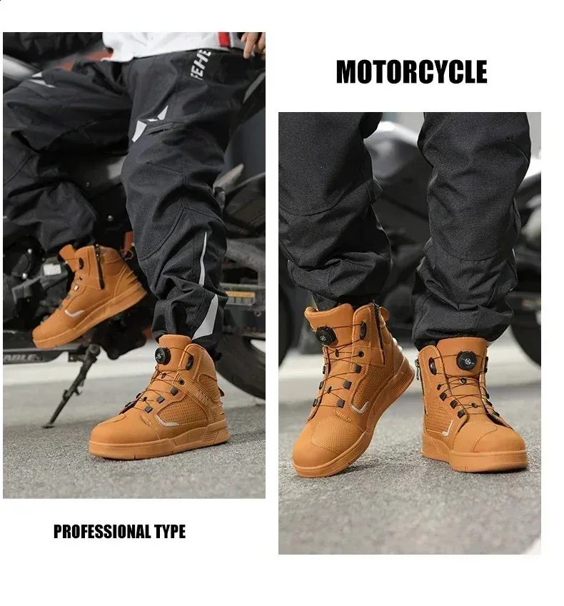 Motorcycle Riding Shoes For Men Black Protective Boots All Season_voghion.com