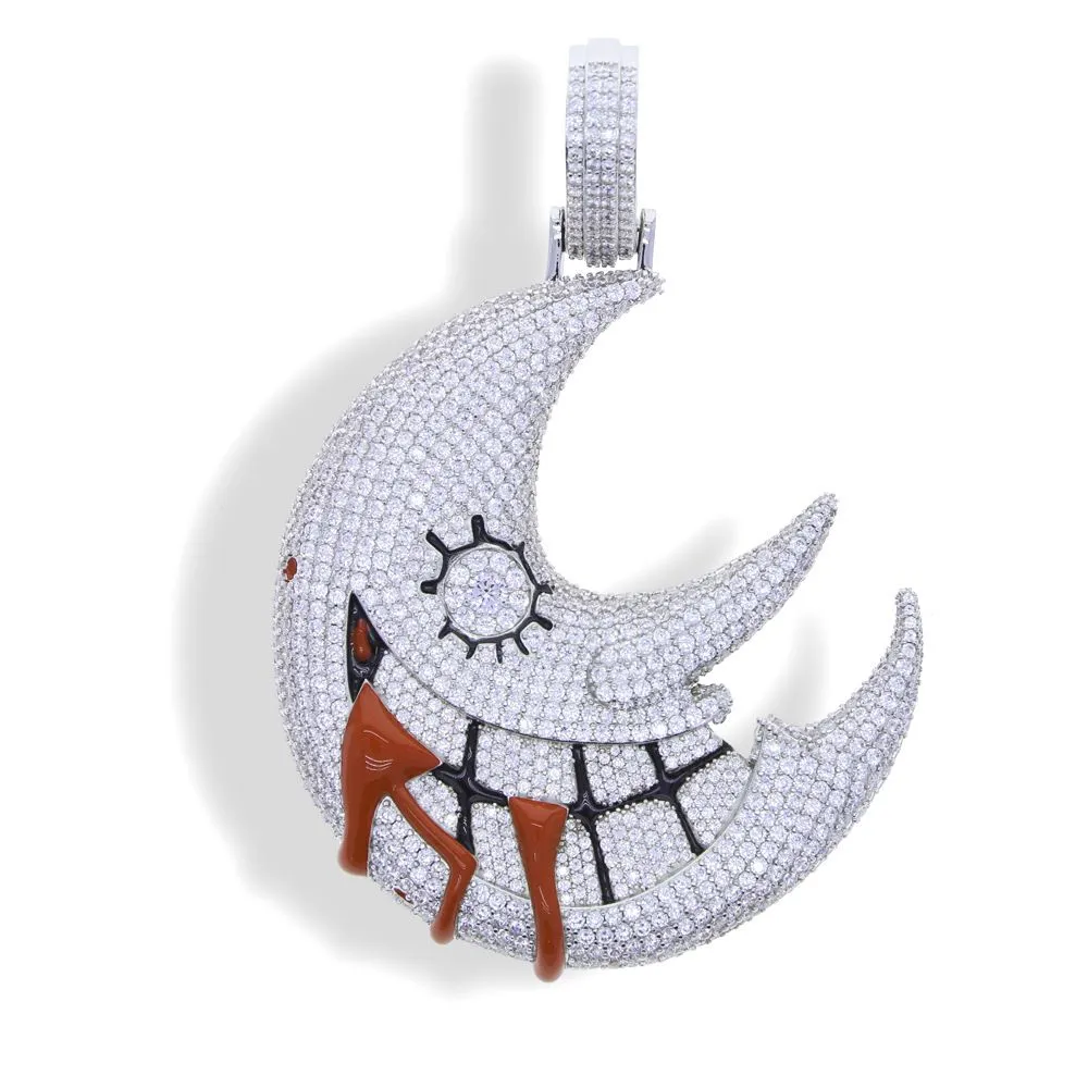 Collana con ciondolo luna in zircone 5a placcato oro gioiello_voghion.com