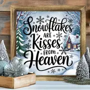 Rustic 'Snowflakes Are Kisses From Heaven' Wooden Frame - 8x8" Handcrafted Winter Decor. Perfect For Bedroom Or Festive Entryway._voghion.com