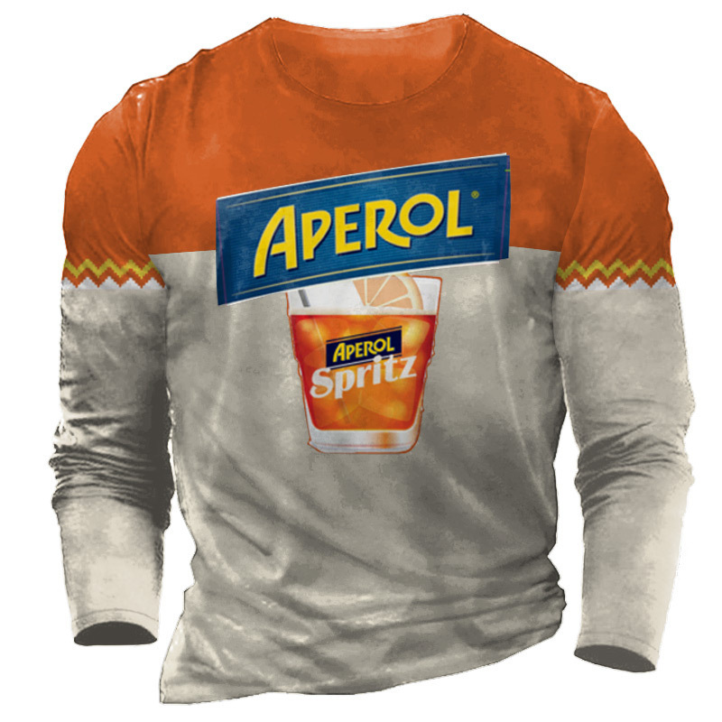 Summer 3D printed men's casual trend round neck long sleeved T-shirt_voghion.com