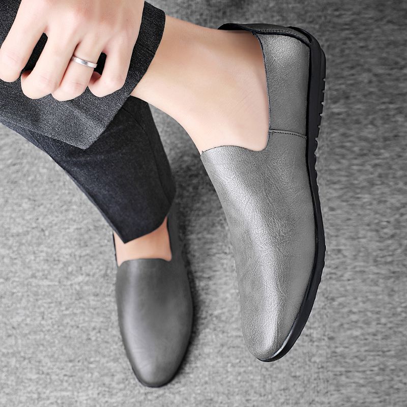 Frühling Sommer Herren Halbschuhe Casual Leder Mann Einfache Mokassins Slip-On Fahren Outdoor Bootsschuhe Handgehte Lazy_voghion.com